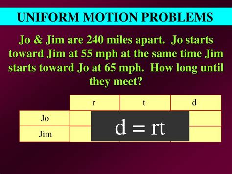 Uniform motion problems