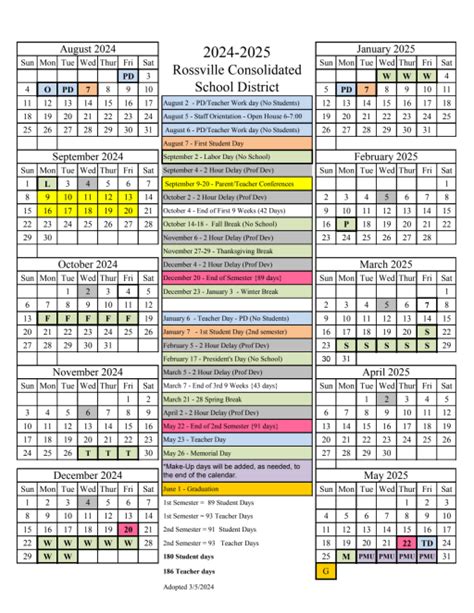 Unit Schools Calendar Example