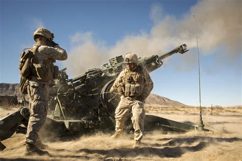 US Marine artillery in action