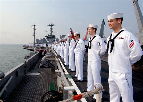 US Navy sailors on board a ship