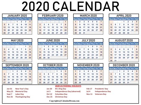 usa calendar templates