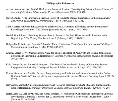 Using a Bibliography or Reference List