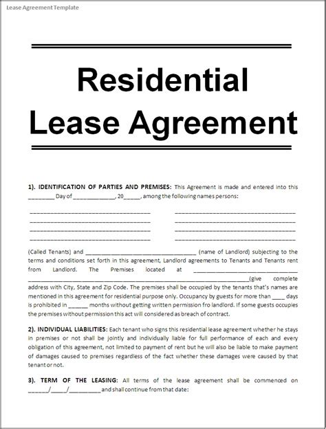 Using Lease Agreement Template