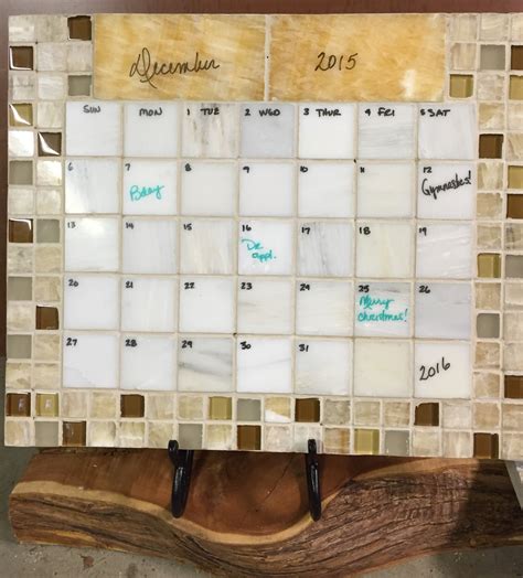 Marble calendar stand in use