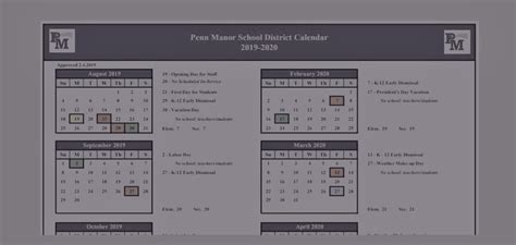 Using the Penn Manor School Calendar