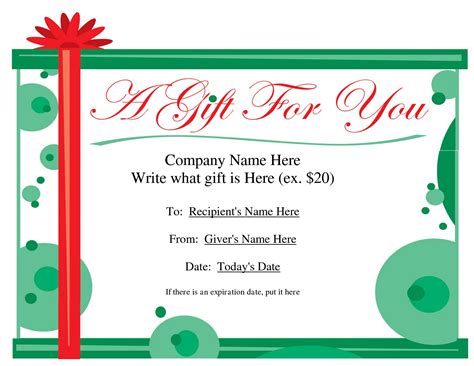 Using Printable Gift Certificates