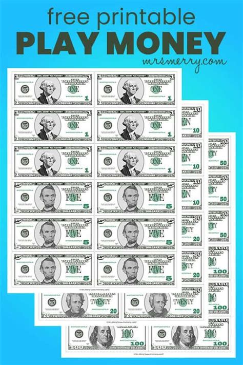 Using printable play money in educational settings