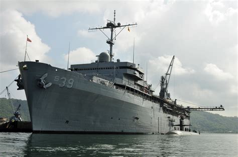 USS Emory S Land in dry dock