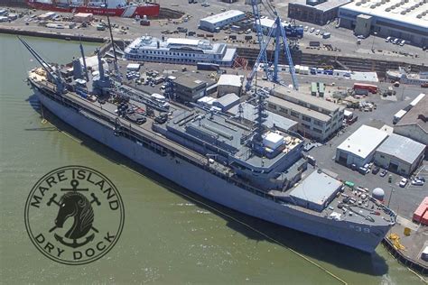 USS Emory S Land in dry dock