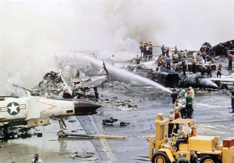 USS Forrestal fire aftermath