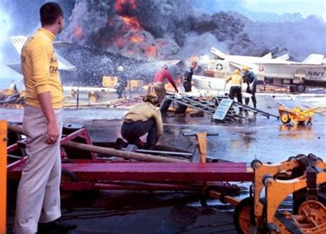 USS Forrestal fire damage