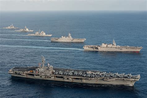 USS Ronald Reagan participating in exercise with other navies