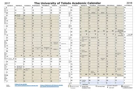 UToledo Academic Calendar Dates