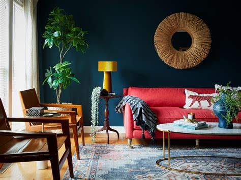 Vintage living room with harvest gold furniture