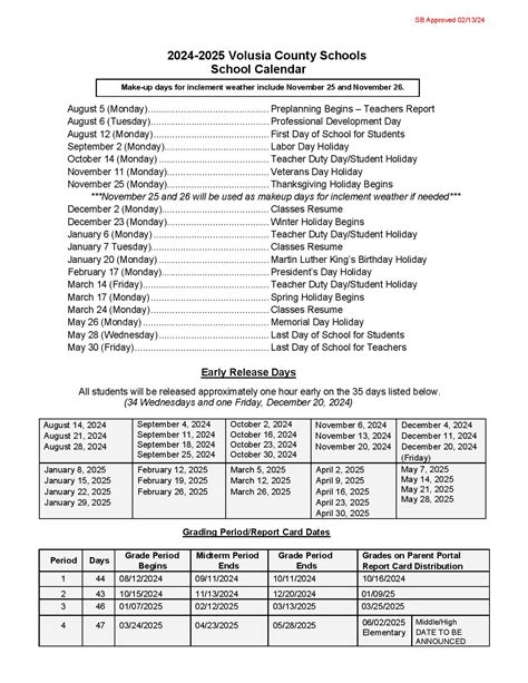 Volusia County School Dates