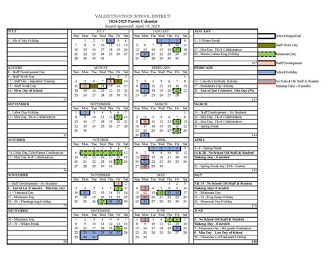 VUSD Calendar Benefits