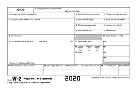 W2 form printable template