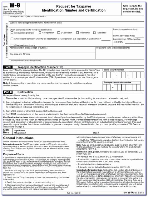 W9 Form IRS