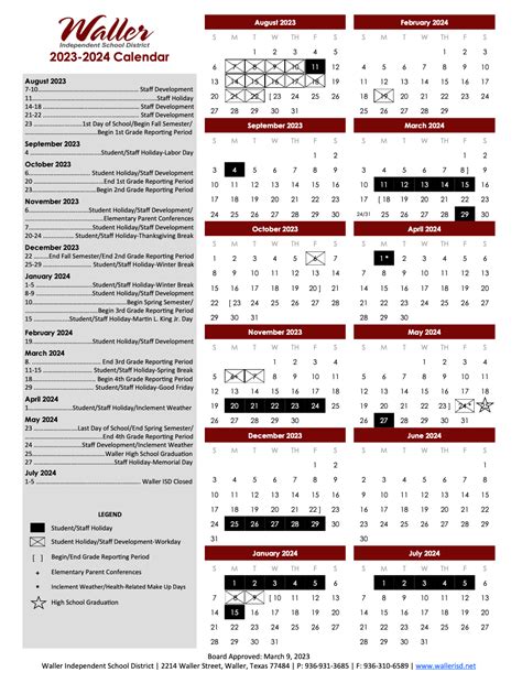 Waller ISD Calendar Image 1