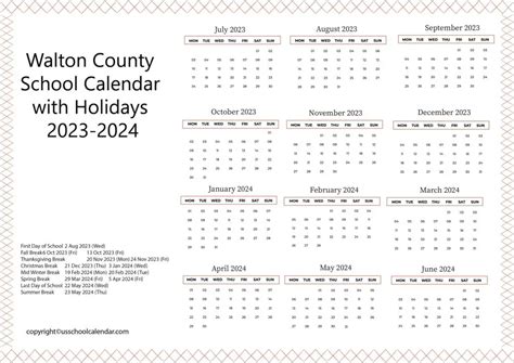 Walton County Schools Calendar