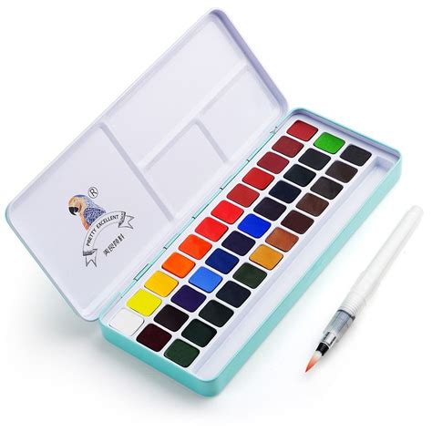 Watercolor Palette Box with Built-in Brushes