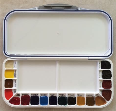 Watercolor palette with wells