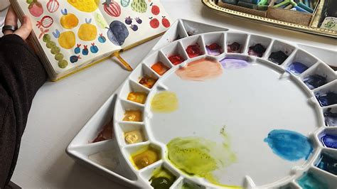 Watercolor palette with cups