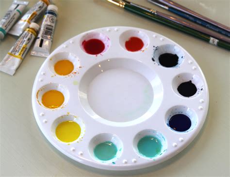 Watercolour paint palette with vibrant colours