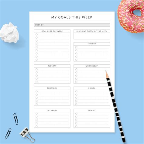 Weekly planner printable goal setting