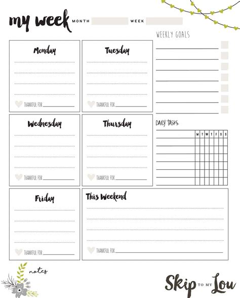 Weekly planner printable inspiration