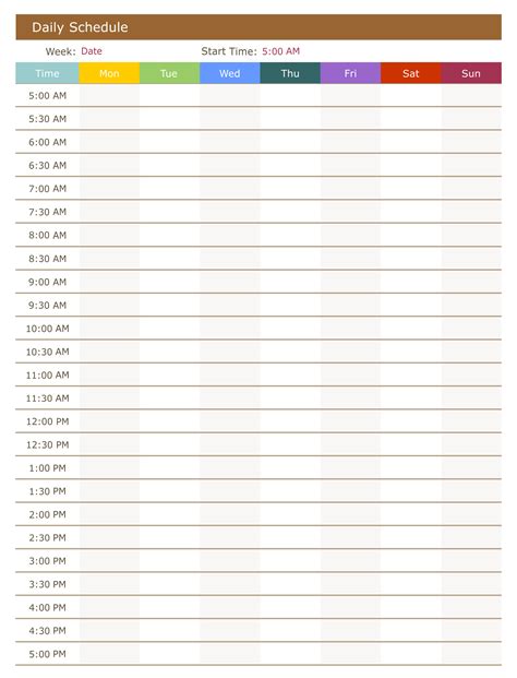 Weekly planner printable time management