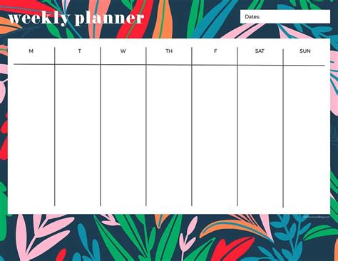 Weekly printable calendar design