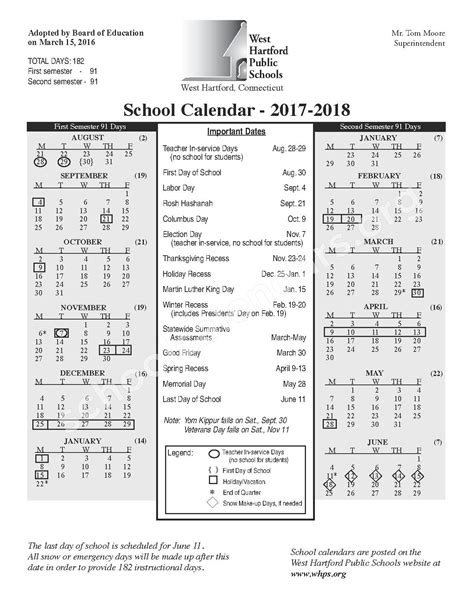 West Hartford Public Schools Calendar FAQs