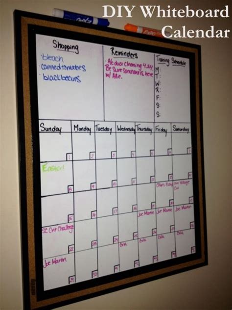 Whiteboard calendar for organization