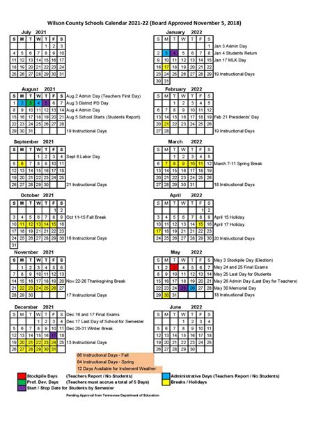 Wilson County Schools Calendar