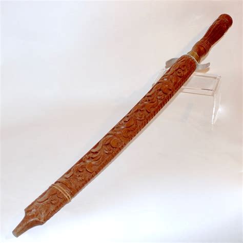 Wood Carved Sheath with Inlay