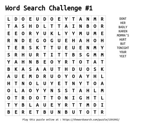 Word find challenges