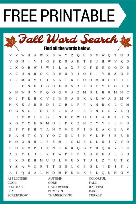 Word Find Printable Activities for Seniors