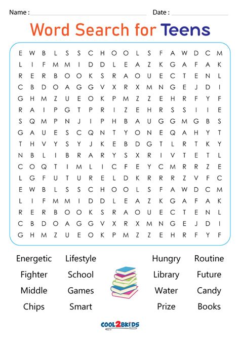 Word Find Printable Puzzles for Teens