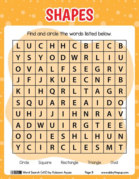 Word Find Puzzle Shape