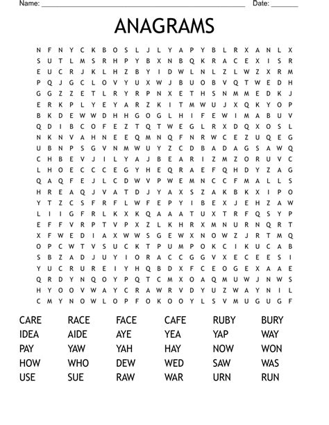 Word search anagrams and puzzles