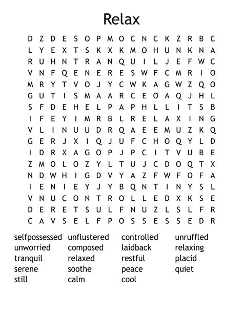 Word Search Printables for Relaxation