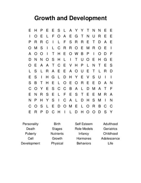 Word Search Puzzle for Personal Growth