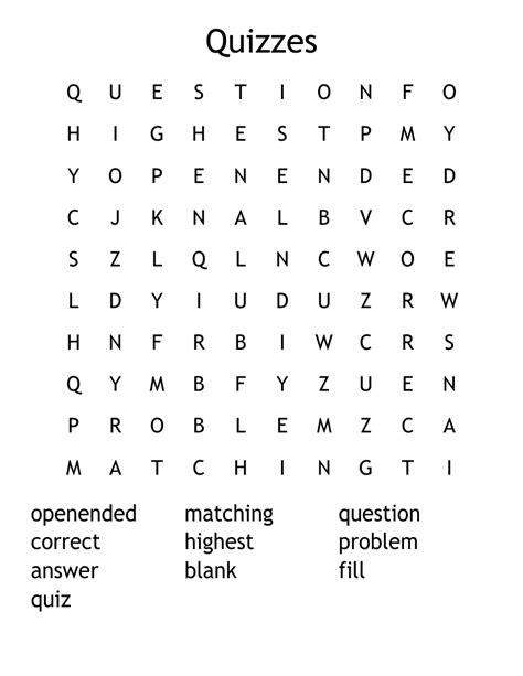 Word search quizzes