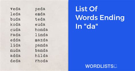 Words that end with the suffix -da