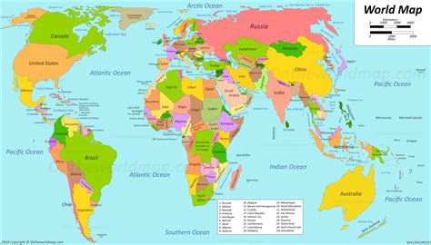 World map with countries