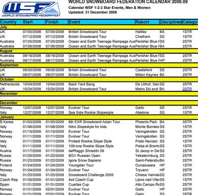 WSF Calendar Features