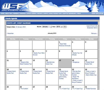 WSF Calendar Example