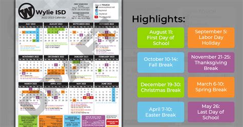 Wylie ISD Key Dates and Holidays