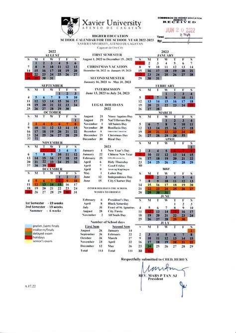 Xavier University Academic Calendar and Technology